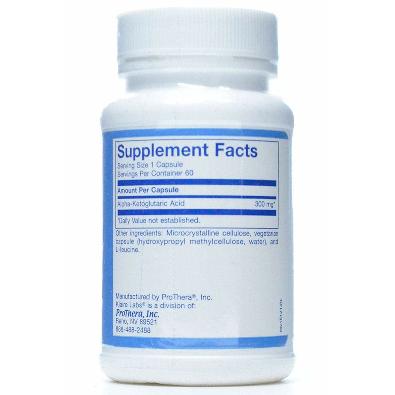 Klaire Labs Alpha-Ketoglutaric Acid 300mg 60 Vcaps