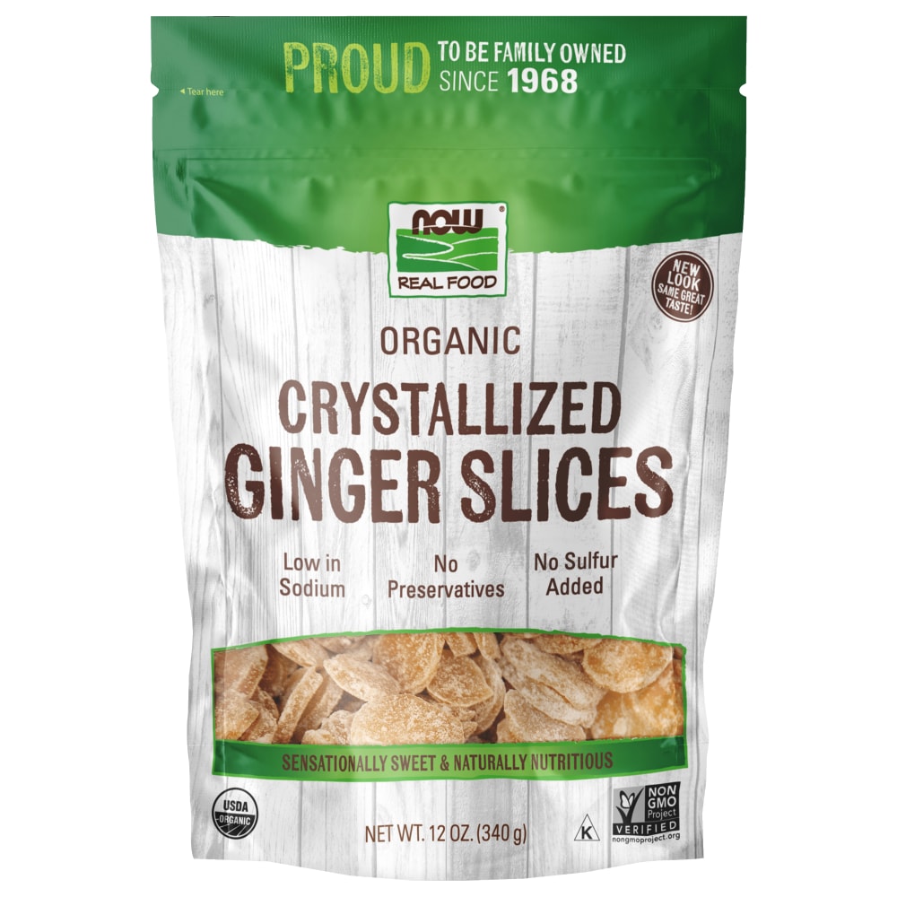 Now Real Food Ginger Slices Crystallized & Organic 12 Oz - 5695 -