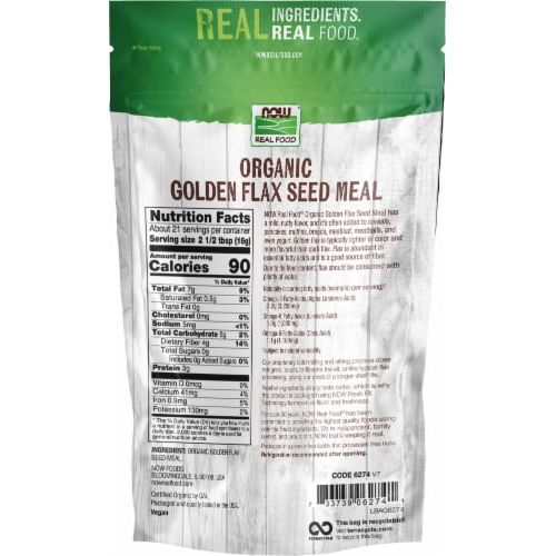 Now Real Food Golden Flax Seed Meal Organic 12 oz - 6274