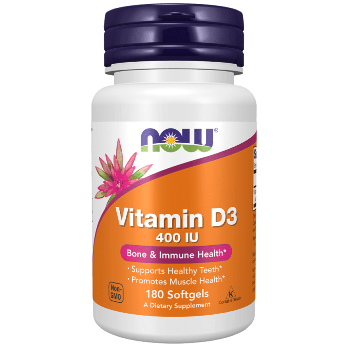 Now Foods Vitamin D-3 400 IU 180 Softgels - 0364