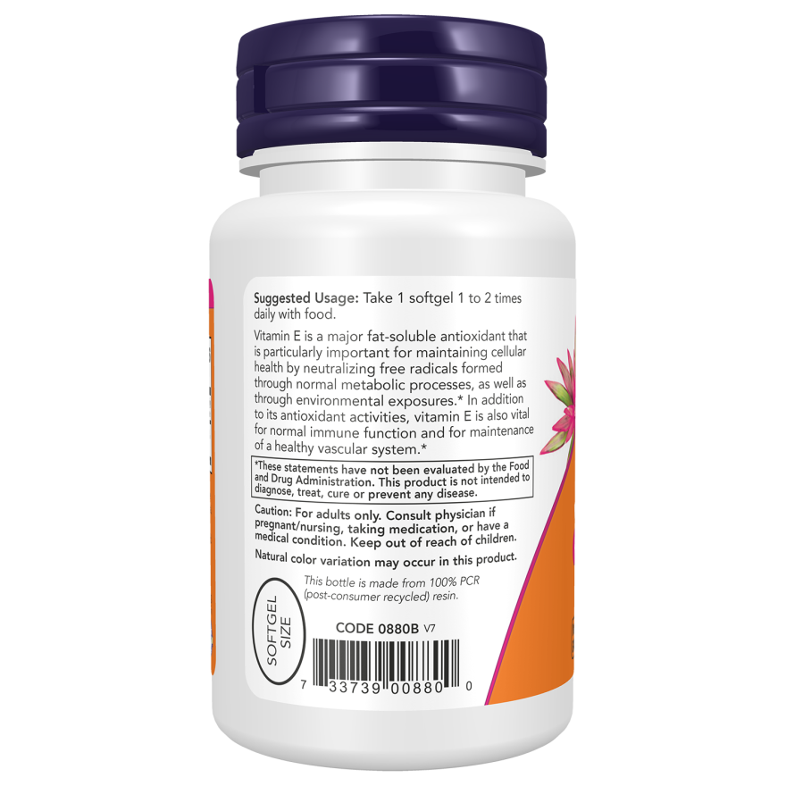 Now Foods Vitamin E-200 IU Mixed Tocopherols 100 Softgels - 0880