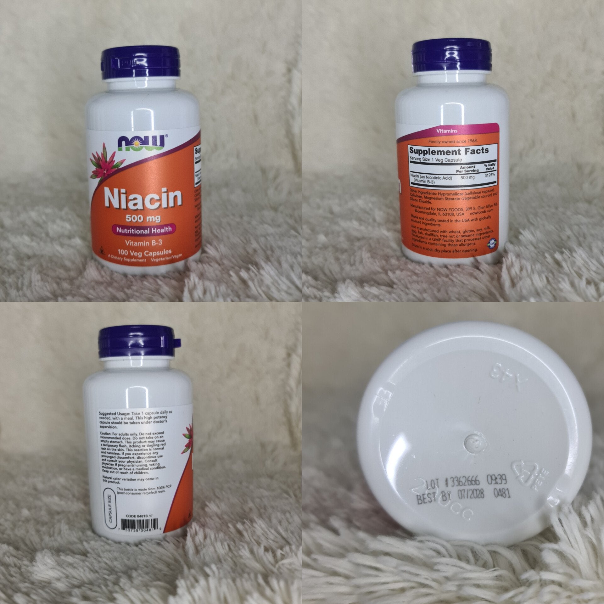 Now Foods Niacin 500 mg 100 Capsules - 0481 - 4 Pack