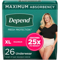 Depend Fresh Protection Incontinence Underwear for Women, XL, 26 Count – Maximum Absorbency