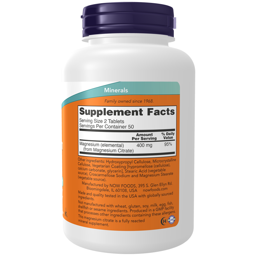 Now Foods Magnesium Citrate 200 mg 100 Tablets - 1290 - 2 Pack