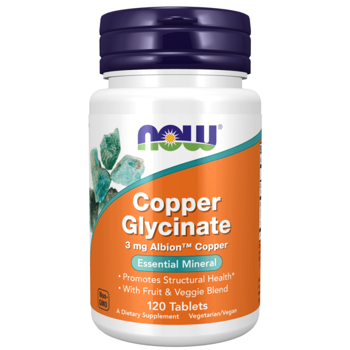 Now , Copper Glycinate with 3mg Albion Copper 120 Talets - 1433