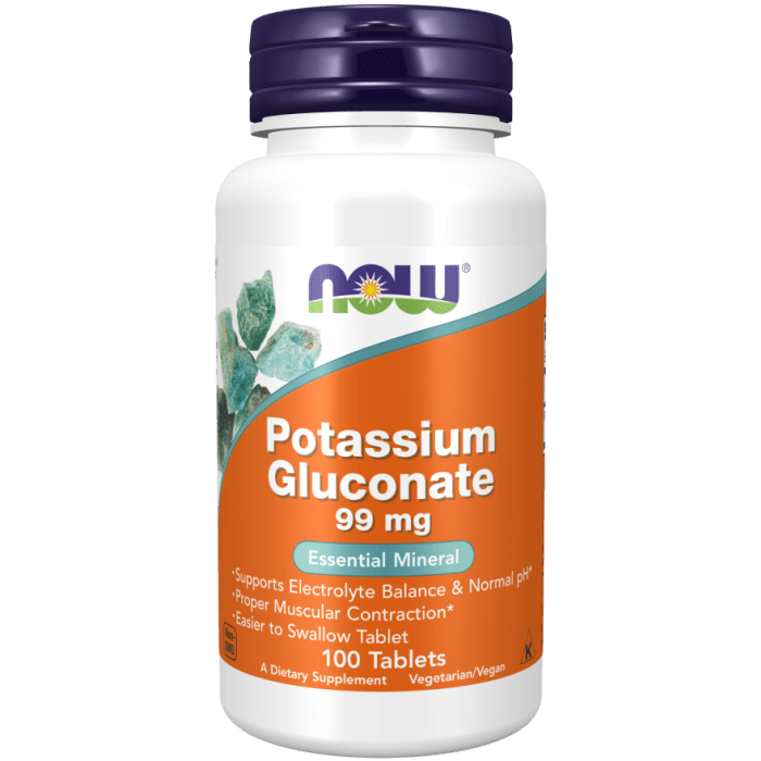 Now Foods Potassium Gluconate 99 mg Vegetarian 100 Tablets - 1460