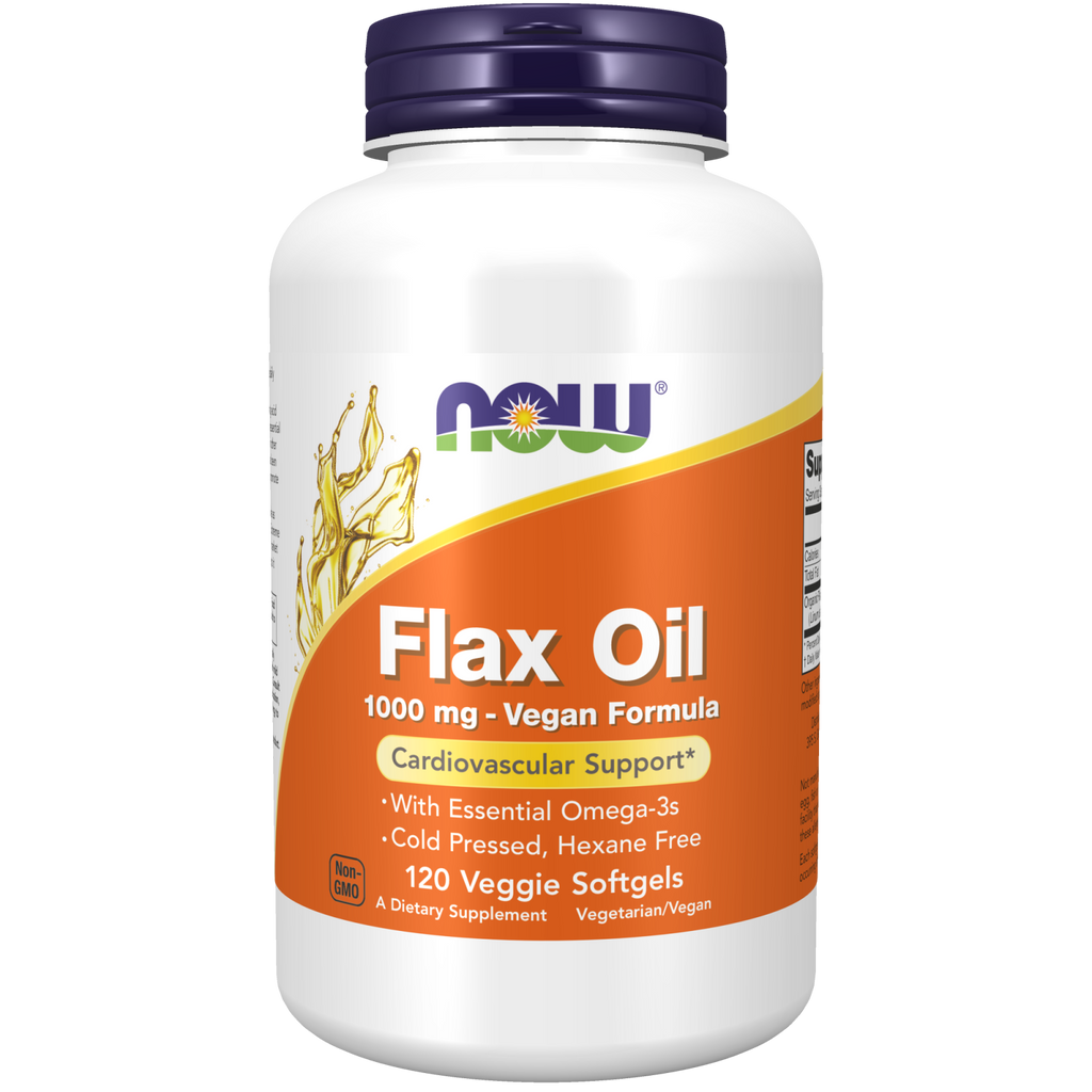 Now Foods Flax Oil 1000 mg Vegan Formula 120 Veggie Softgels - 1773
