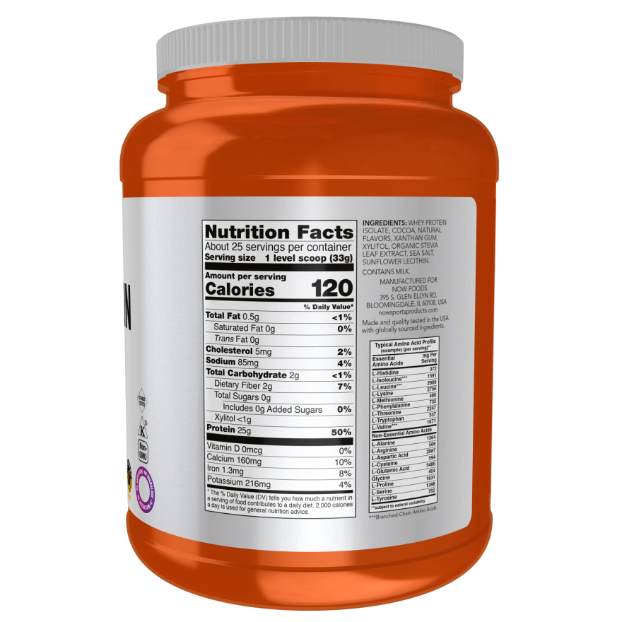 Now Sports Whey Protein Isolate Creamy Chocolate Powder 1.8 Pounds - 2162