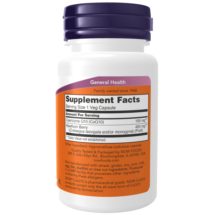 Now Foods CoQ10 100 mg with Hawthorn Berry 30 Vcaps - 3210