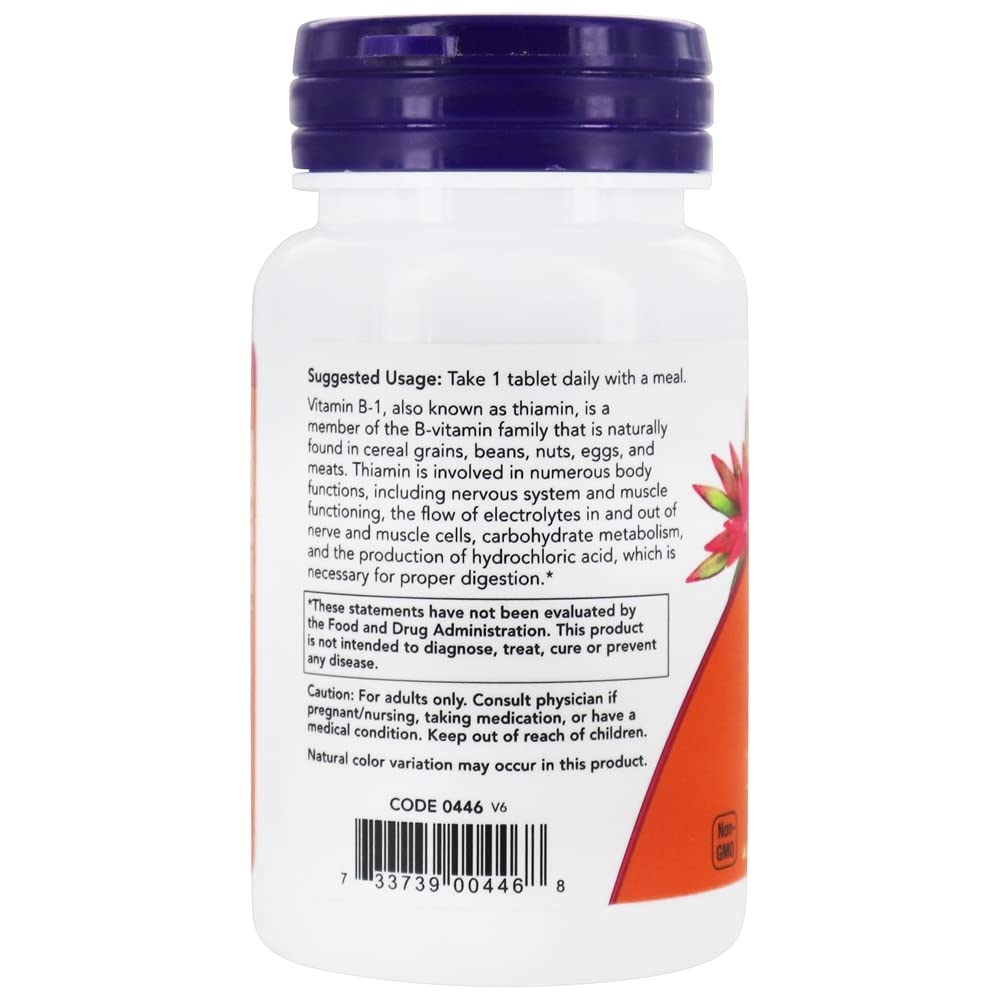 Now Foods Vitamin B-1 100 mg 100 Tablets - 0446 - 4 Pack