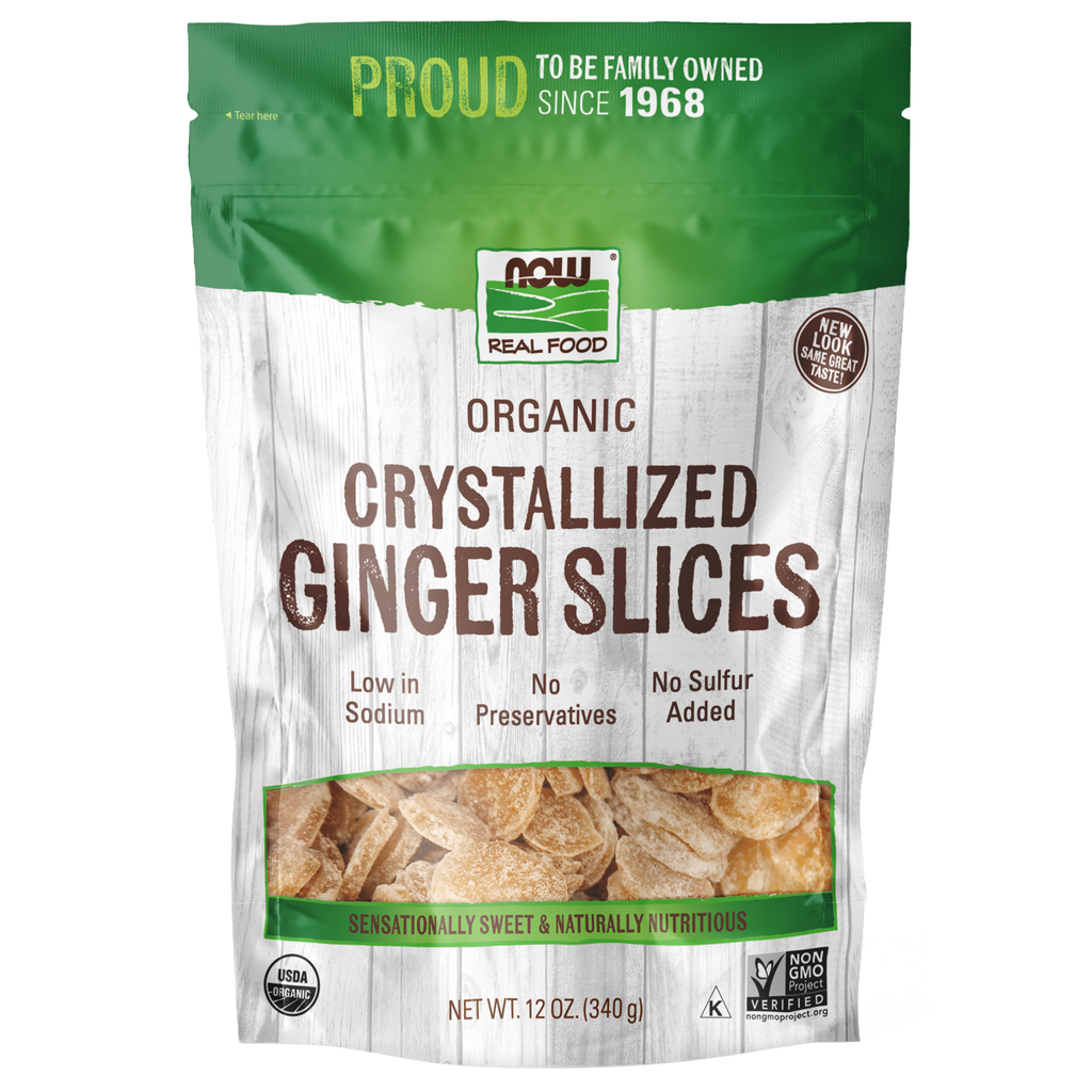 Now Real Food Ginger Slices Crystallized & Organic 12 Oz - 5695 -