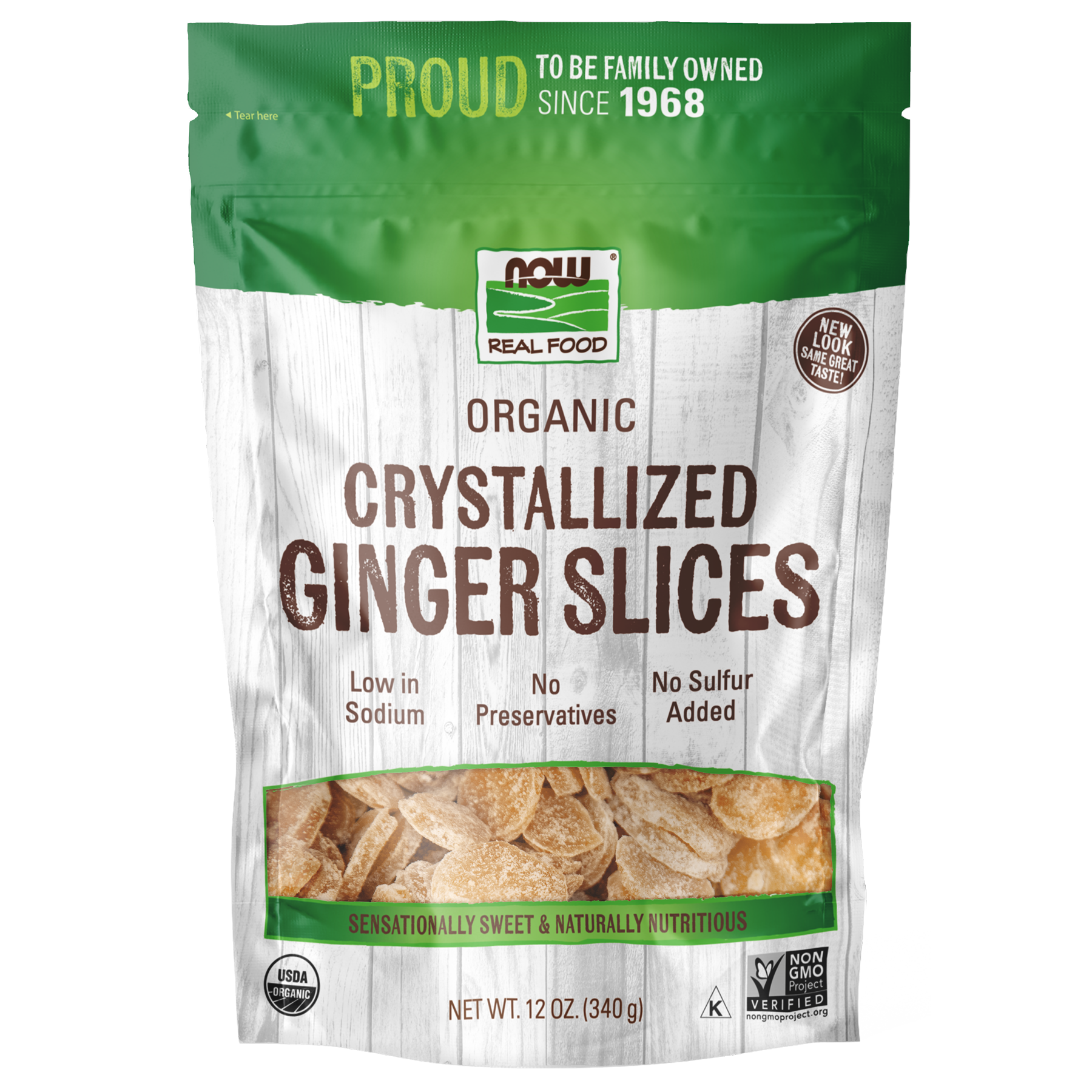 Now Real Food Ginger Slices Crystallized & Organic 12 Oz - 5695 -