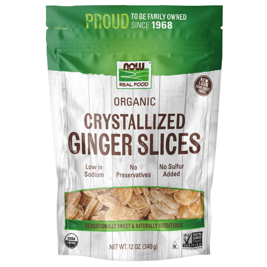 Now Real Food Ginger Slices Crystallized & Organic 12 Oz - 5695 -