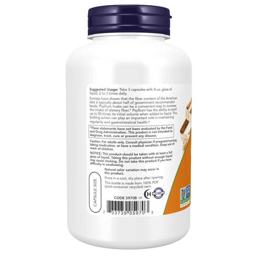 Now Foods Psyllium Husk 500 mg 200 Vcaps - 5970 - 3 Pack