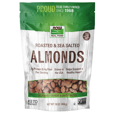 Now Real Food Almonds Roasted With Sea Salt 1 Pound - 7009 -