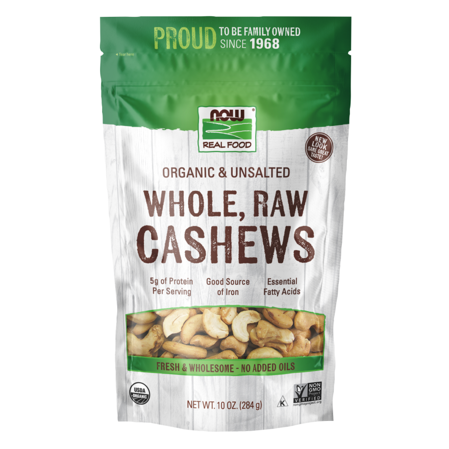 Now Real Food Cashews Organic Whole Raw Unslated 10oz - 7066