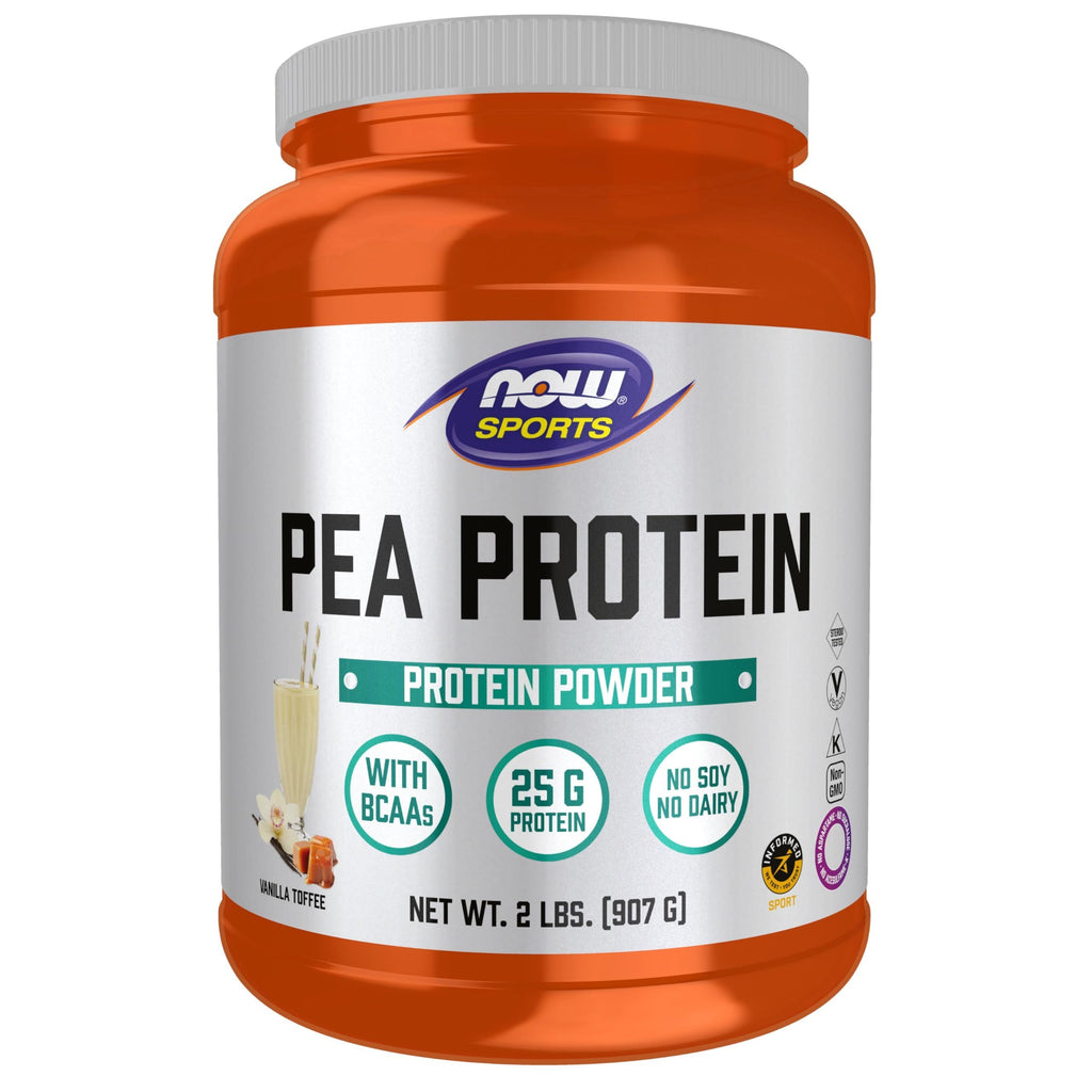 Now Sports Pea Protein Vanilla Toffee Powder 2 Pounds - 2134