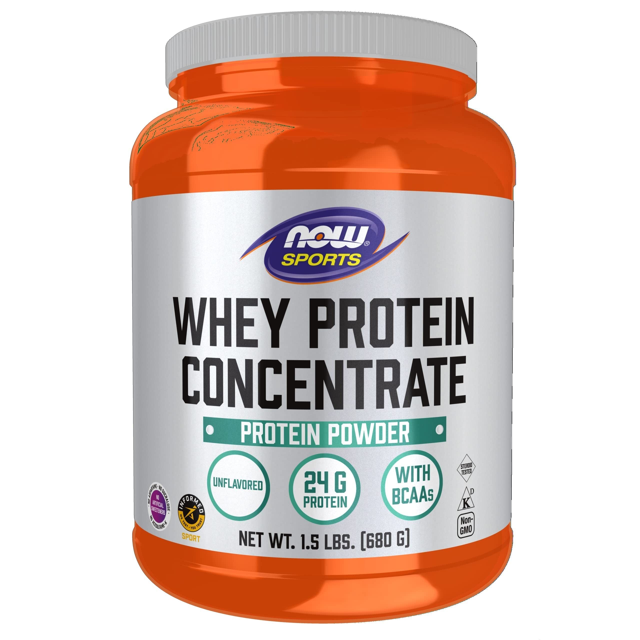 Now Sports Whey Protein Concentrate Unflavored 1.5 Pounds - 2298