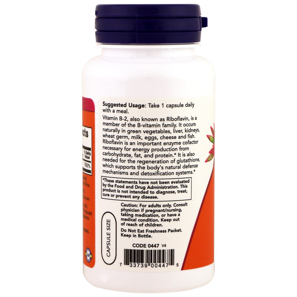 Now Foods Vitamin B-2 100 mg 100 Vcaps - 0447 - 2 Pack