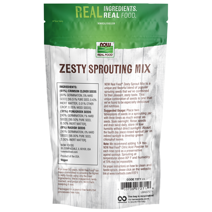 Now Real Food Zesty Sprouting Mix 16oz - 7271