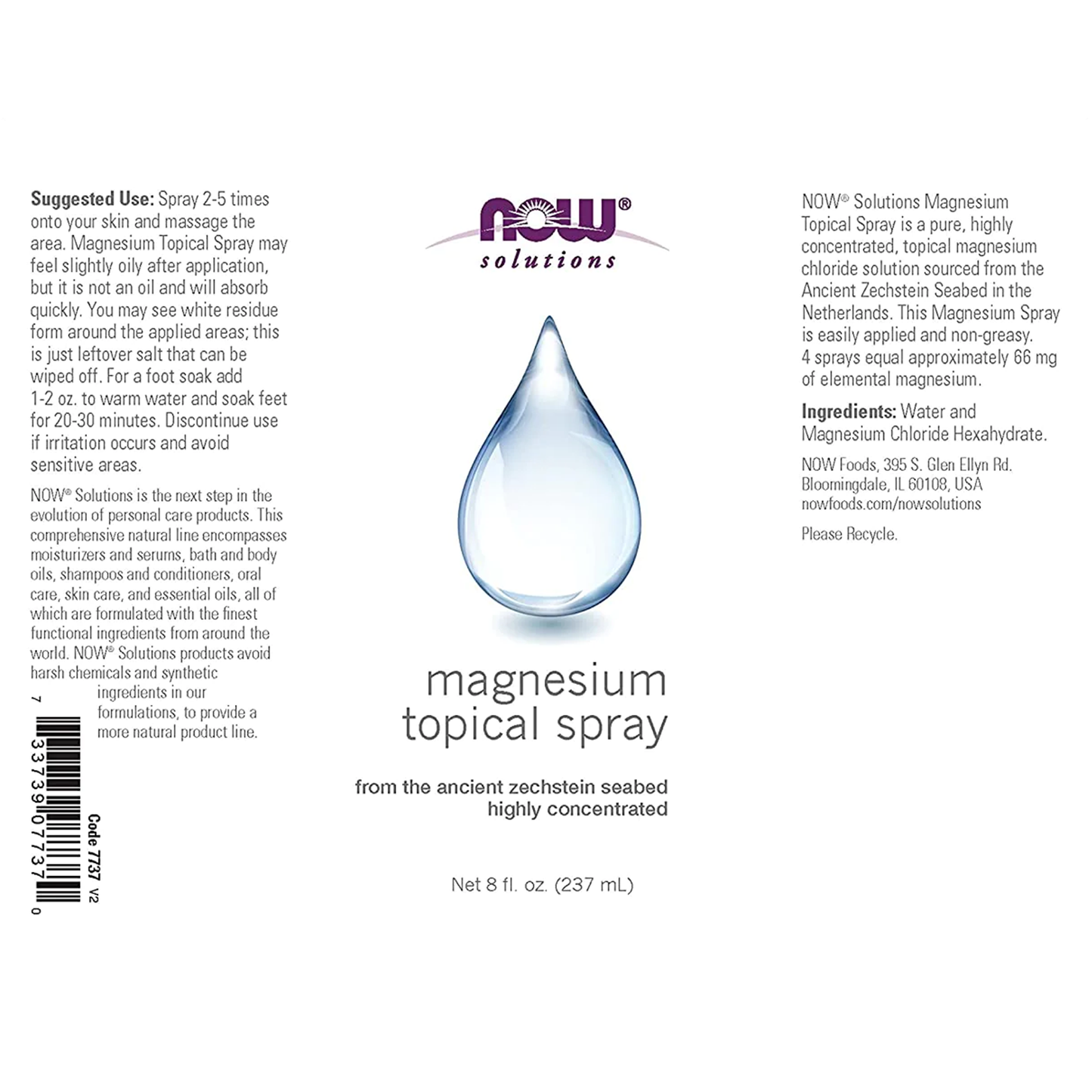 Now Solutions Magnesium Topical Spray 8oz - 7737