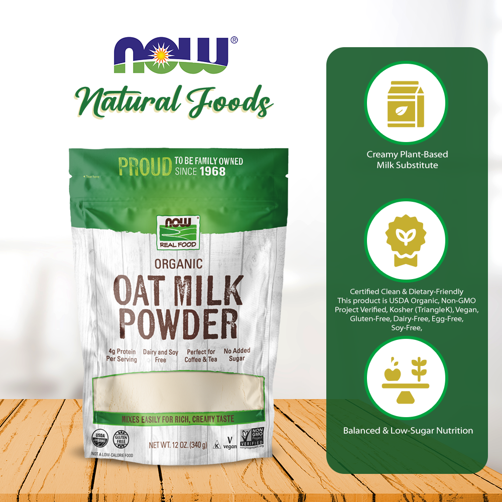 Now Food Oat Milk Powder Organic 12oz - 5834