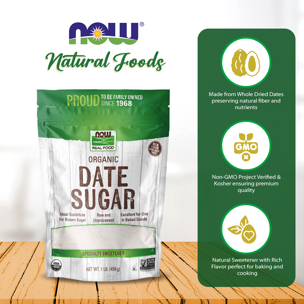 Now Real Food Date Sugar 1 Pound - 6920 -