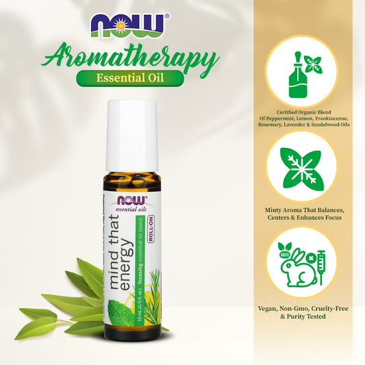 Now Essential Oils Mind That Energy Essential Oil Blend Roll-On 10ml - 7903