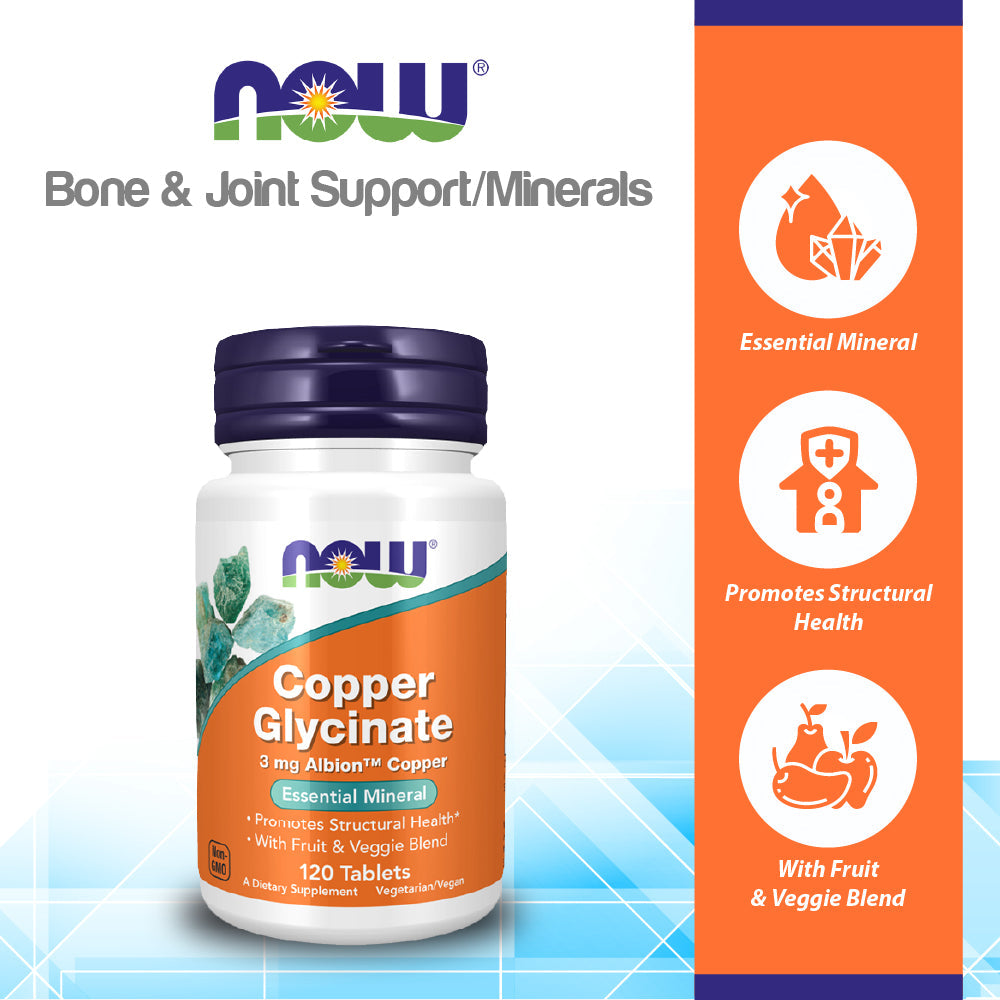 Now , Copper Glycinate with 3mg Albion Copper 120 Talets - 1433