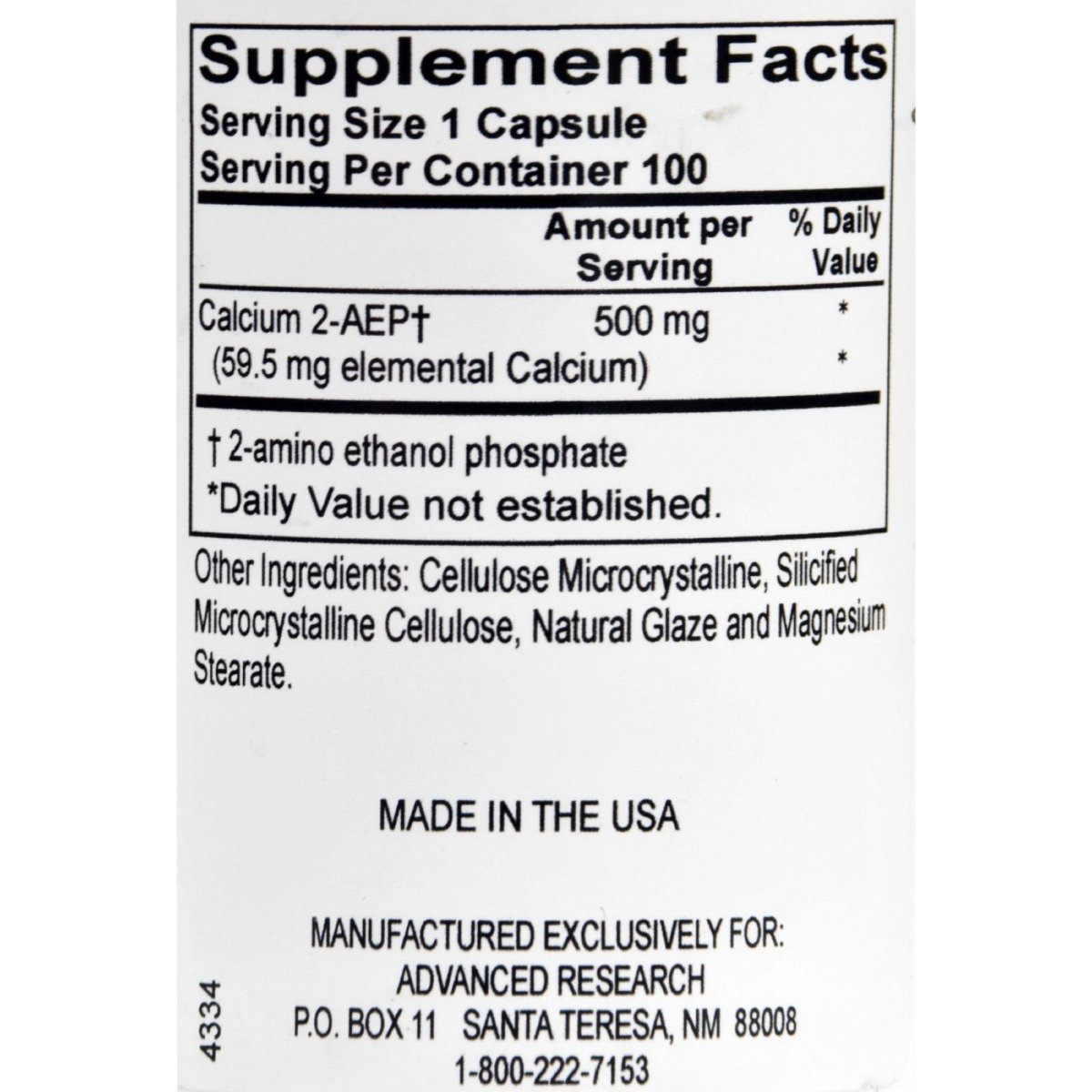 Advanced Research - 2-AEP Calcium - 100 Vegetable Capsule(s)