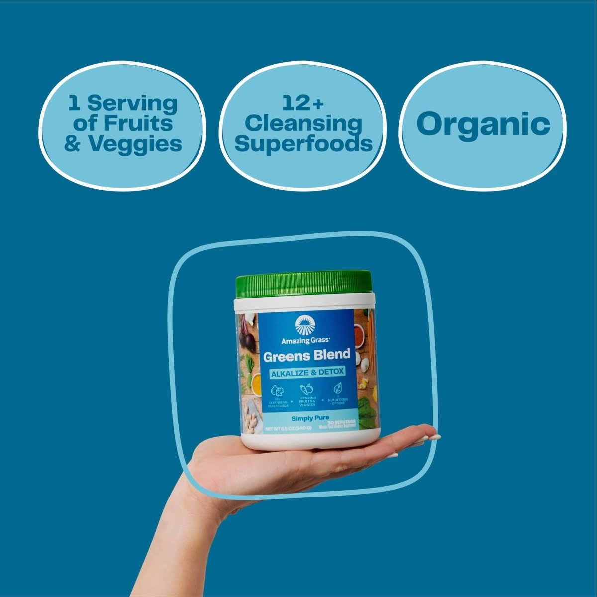 Amazing Grass Green Superfood Alkalize & Detox Simply Pure 240g 30 Servings
