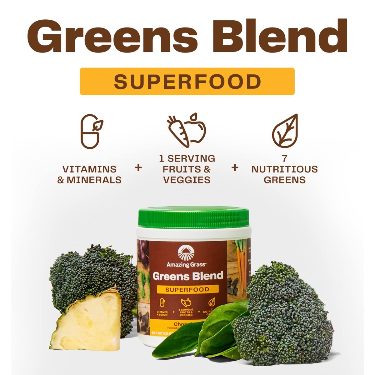 Amazing Grass Green Superfood Chocolate 28 oz 100 Servings