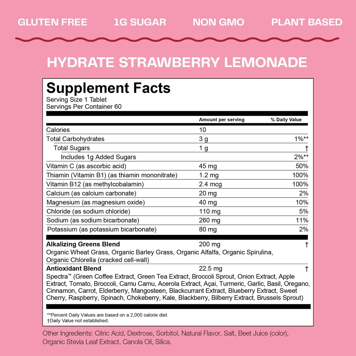 Amazing Grass Green Superfood Hydrate Strawberry Lemonade 10 Tablets