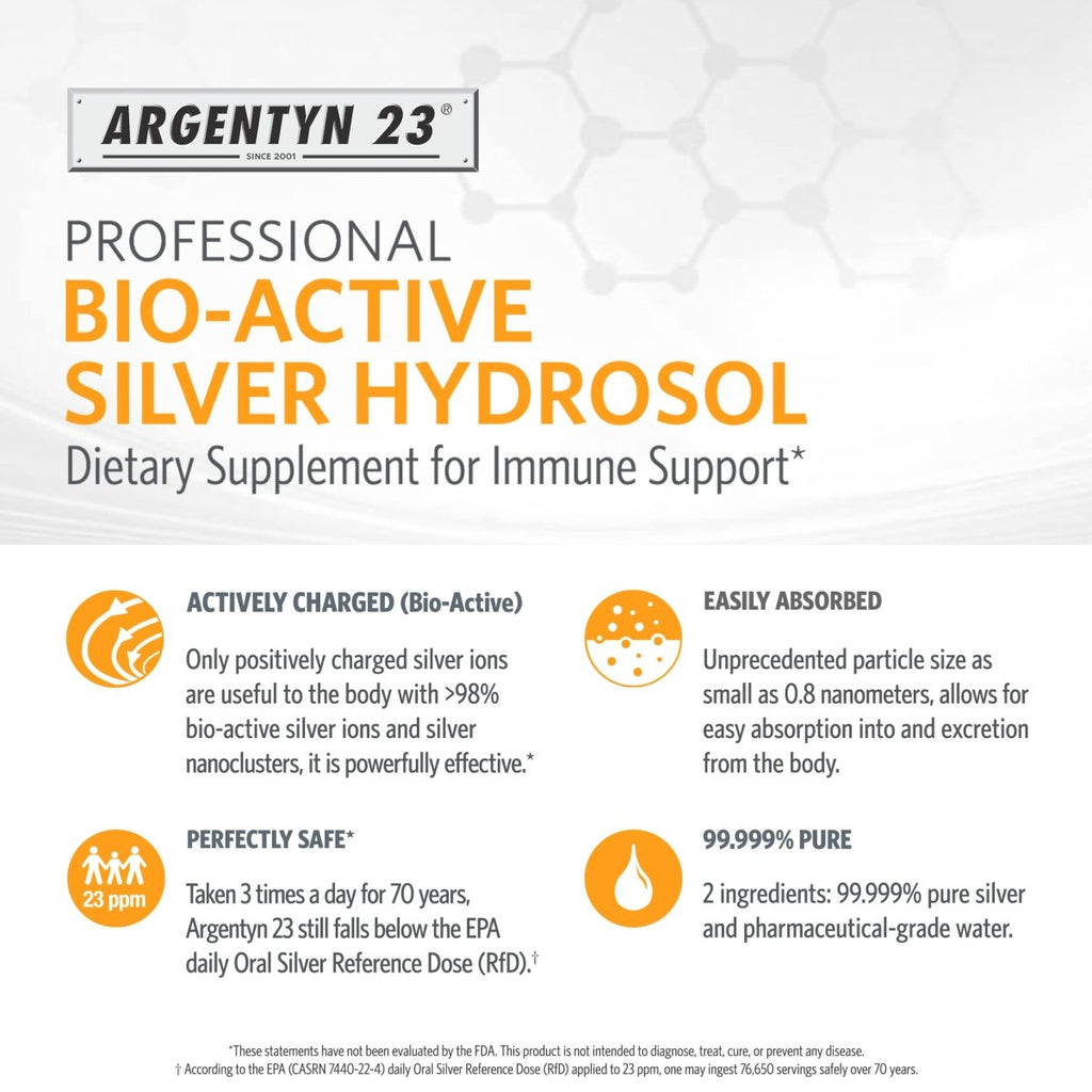 Argentyn 23 Professional Bio-Active Silver Hydrosol for Immune Support ? Colloidal Silver, 23ppm, 2oz (59mL) ? Fine Mist Spray