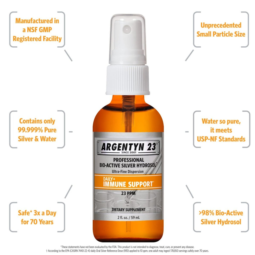 Argentyn 23 Professional Bio-Active Silver Hydrosol for Immune Support ? Colloidal Silver, 23ppm, 2oz (59mL) ? Fine Mist Spray
