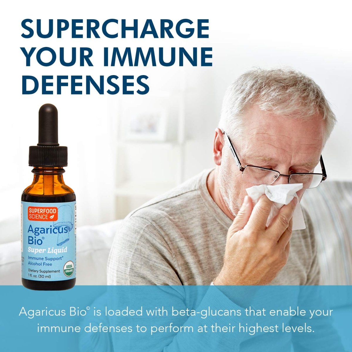 Atlas World - Agaricus Bio Super Liquid Immune Support Anti-Aging Formula - 1 fl. oz.