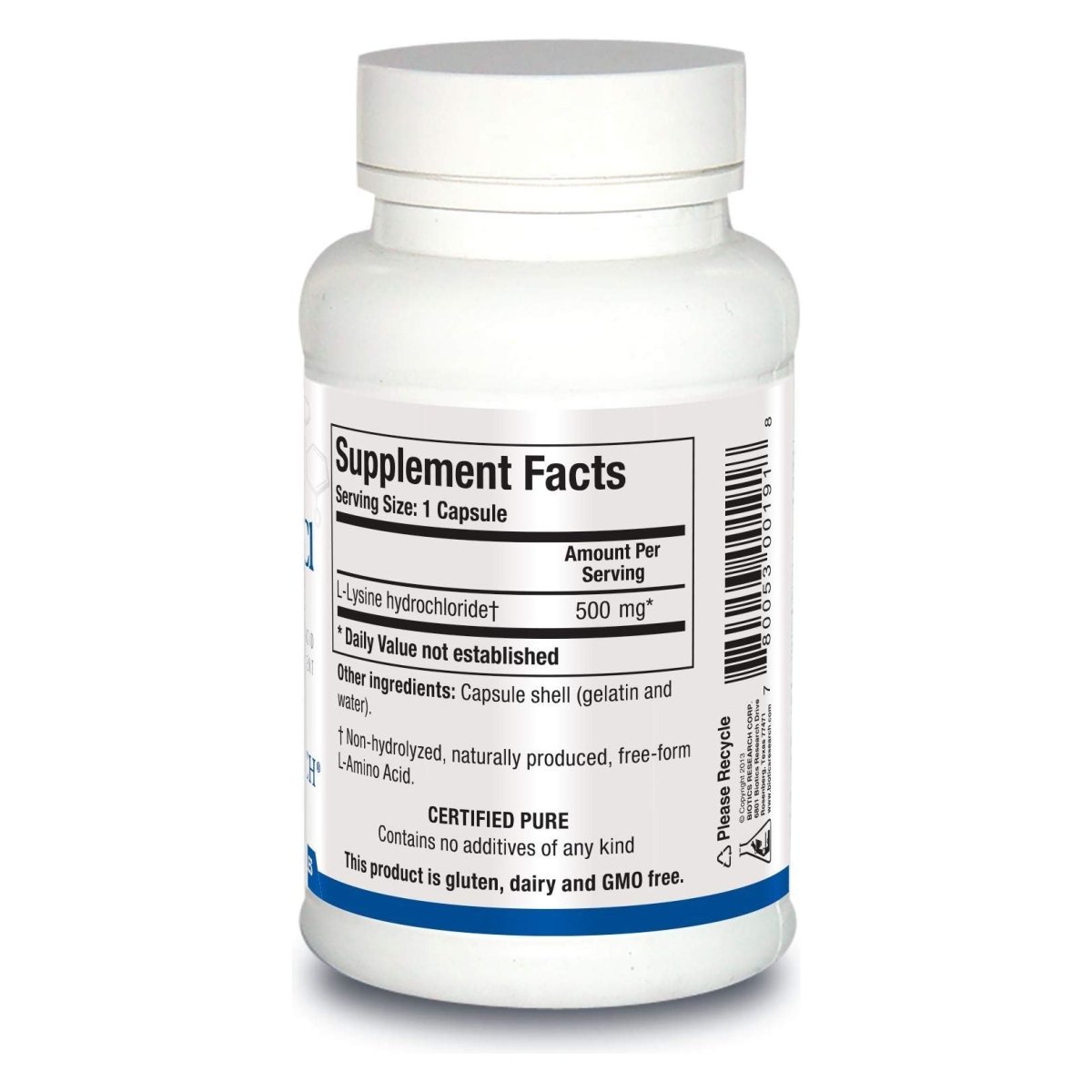 BIOTICS Research L Lysine HCI Amino Acid L lysine Supplement Promotes Energy, Boosts Immunity, Stimulates Calcium Absorption 100 Capsules