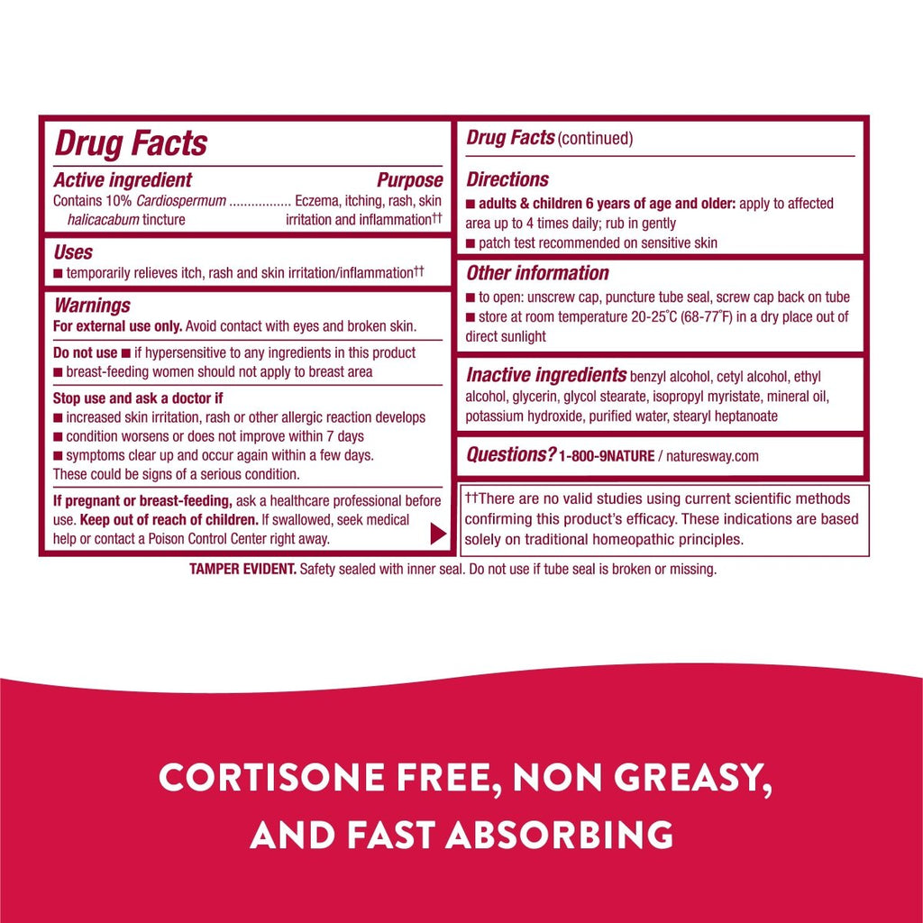 Boericke & Tafel Florasone Cardiospermum Cream - Soothing Relief for Itchy, Irritated Skin - 1 oz (Nature's Way Brands)