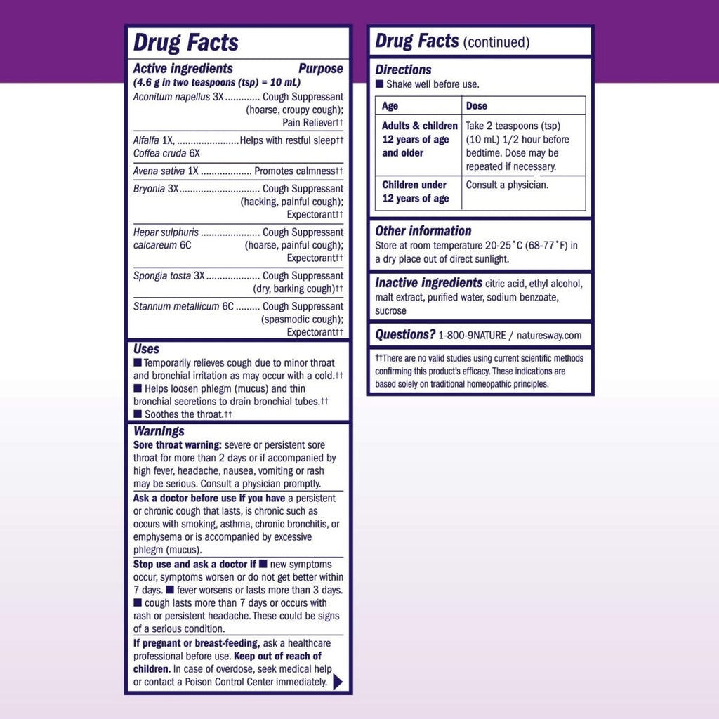 B&T Nighttime Cough & Bronchial Syrup for Restful Sleep Homeopathic, 8 Oz. (Nature's Way Brands)