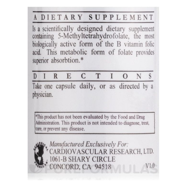Cardiovascular Research / Ecological L-Methylfolate 1000mcg 100 Capsules