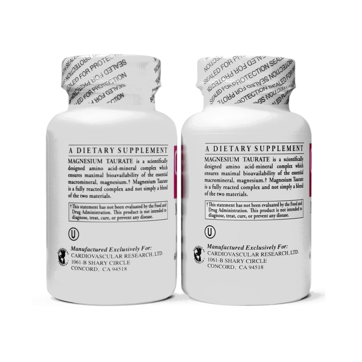 Cardiovascular Research Magnesium Taurate - 125 mg Elemental Magnesium -120 Count (60 X2)