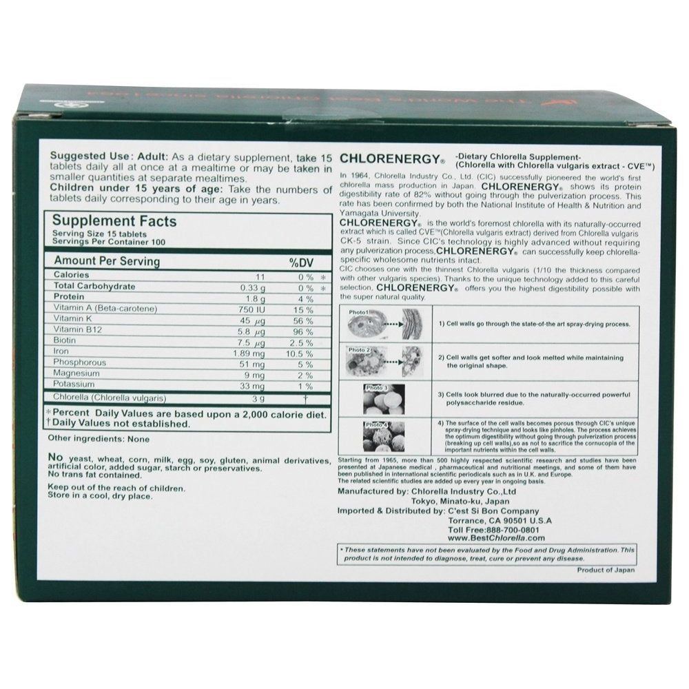 Chlorenergy - Dietary Chlorella - 1500 Tablets