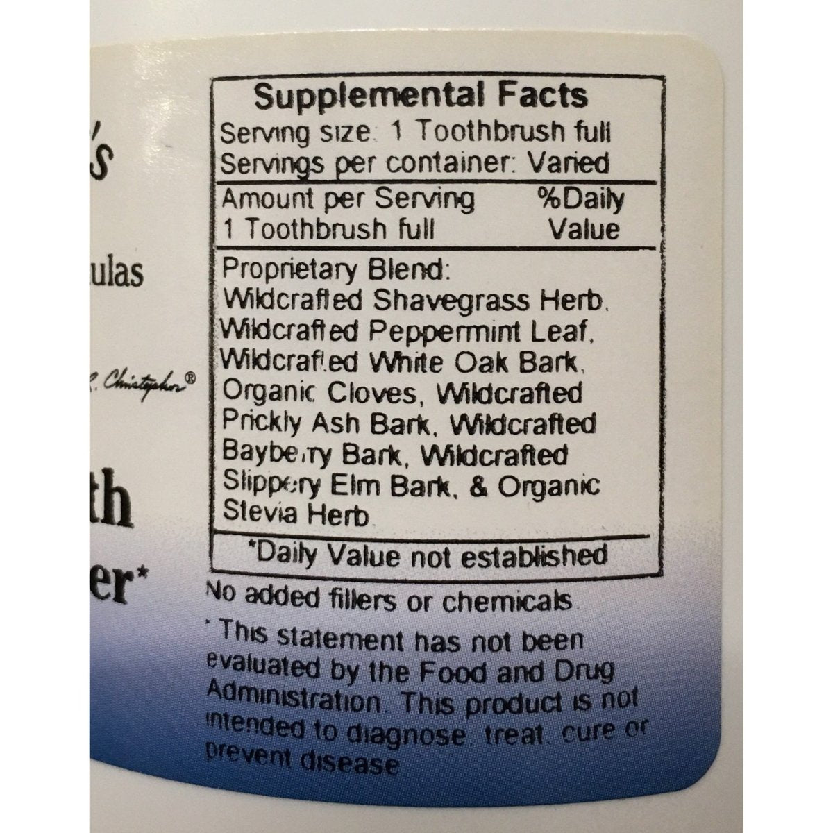 Christopher's Herbal Tooth and Gum Powder - Natural Dental Care Formula for Healthy Teeth and Gums