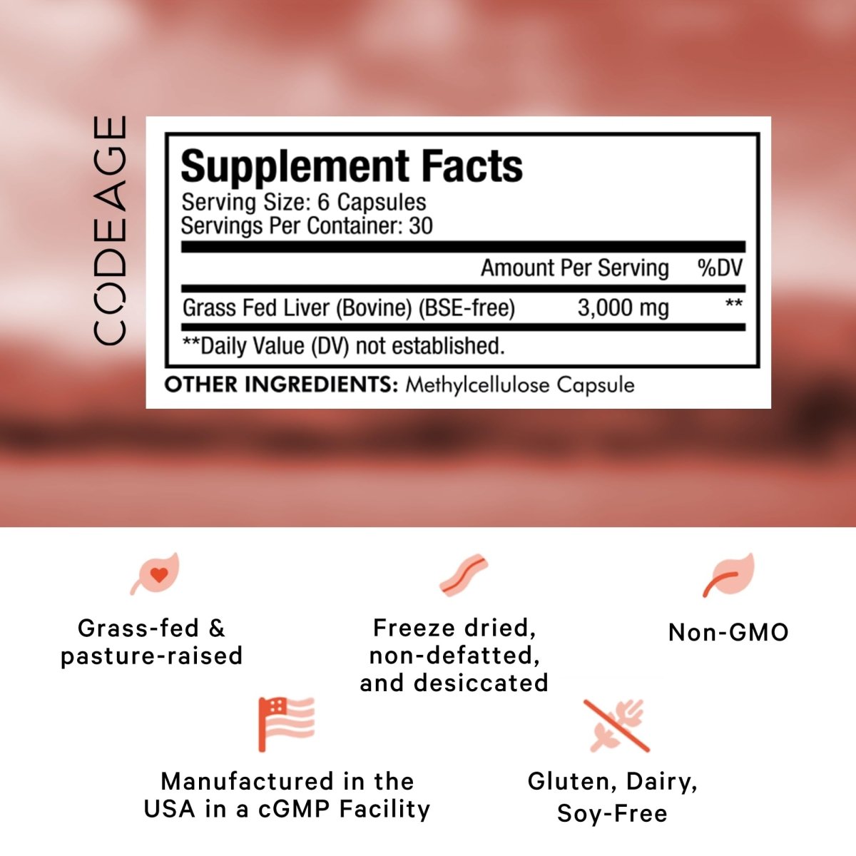 Codeage - Beef Liver Grass-Fed & Pasture Raised - 180 Capsules