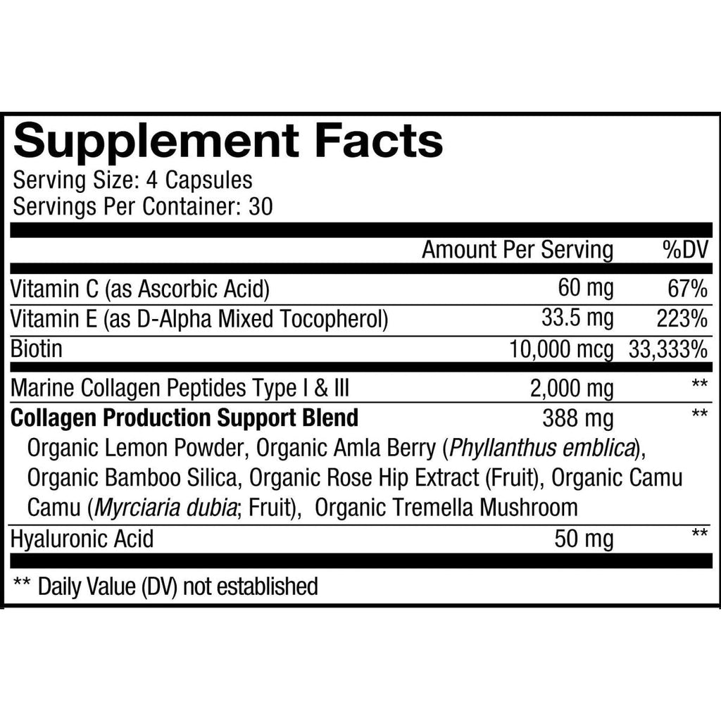 Codeage - Biotin Marine Collagen Types I & II Wild-Caught - 120 Capsules