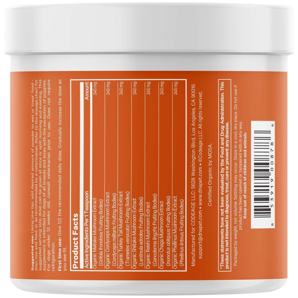 Codeage - DNA Pet Happy Immunity Organic Mushroom Mix - 3.5 oz.