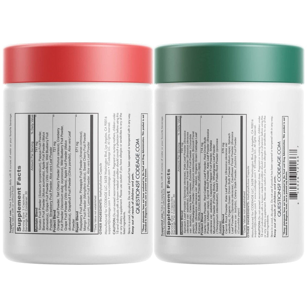 Codeage - Easy Veggies + Fast Fruits Bundle - 180 Capsules