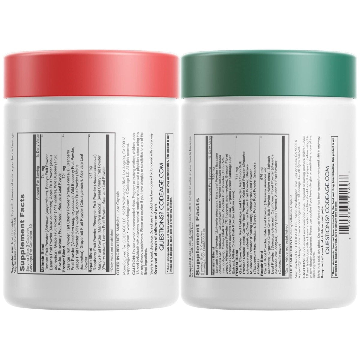 Codeage - Easy Veggies + Fast Fruits Bundle - 180 Capsules