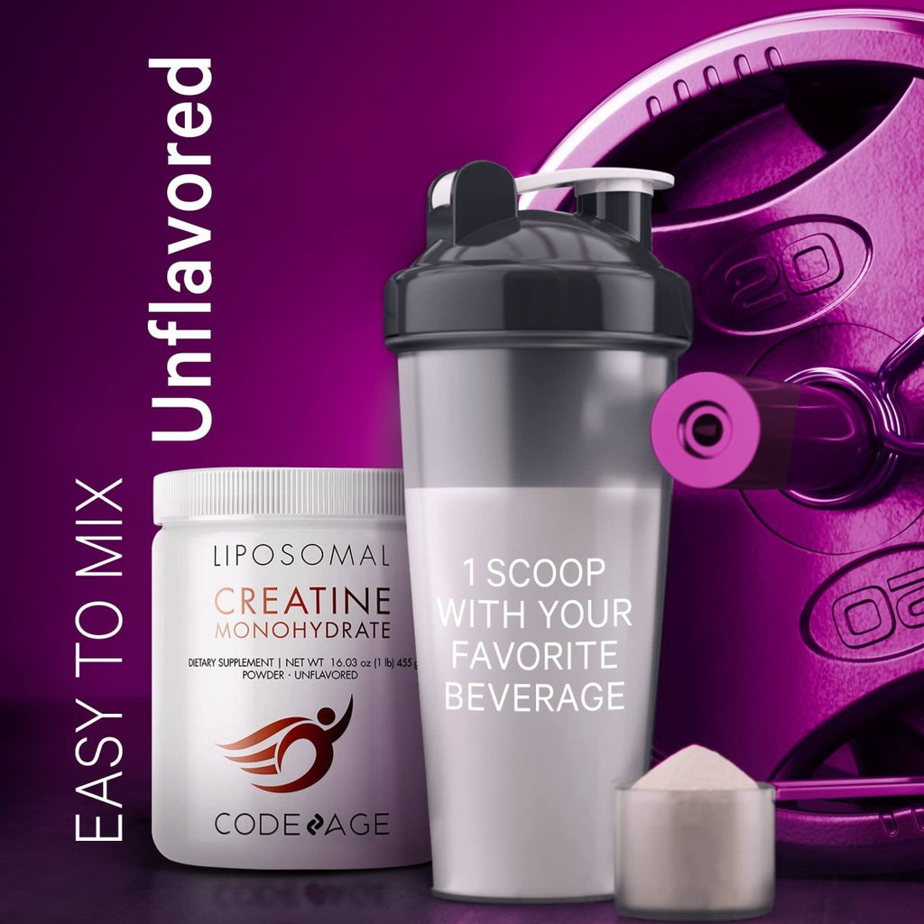 Codeage - Liposomal Creatine Monohydrate Powder Supplement Micronized Sports Muscles Unflavored - 16.03 oz.