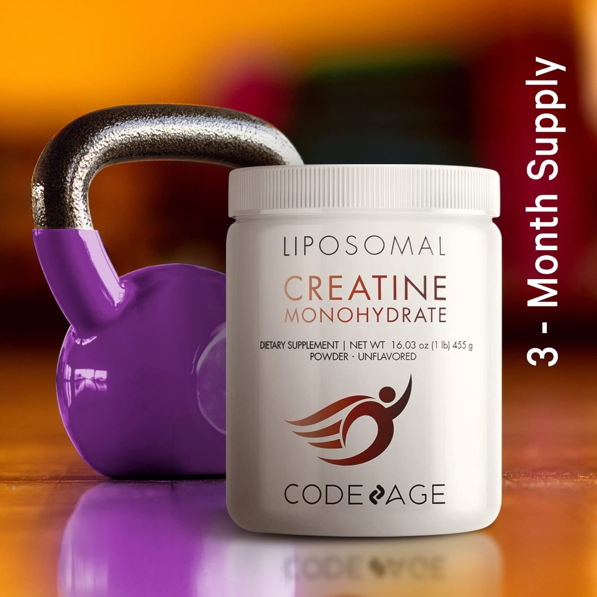 Codeage - Liposomal Creatine Monohydrate Powder Supplement Micronized Sports Muscles Unflavored - 16.03 oz.